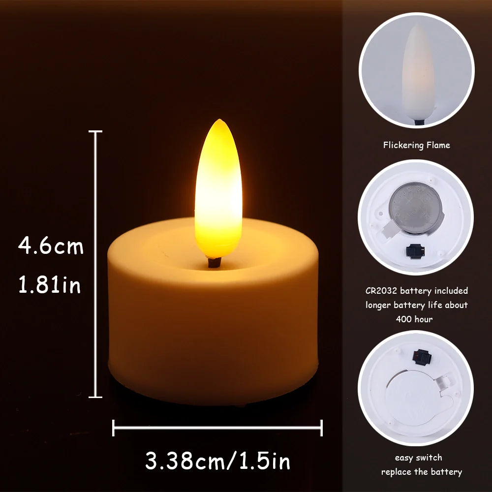 Set of 12 Flickering Flameless Candles(Warm White)