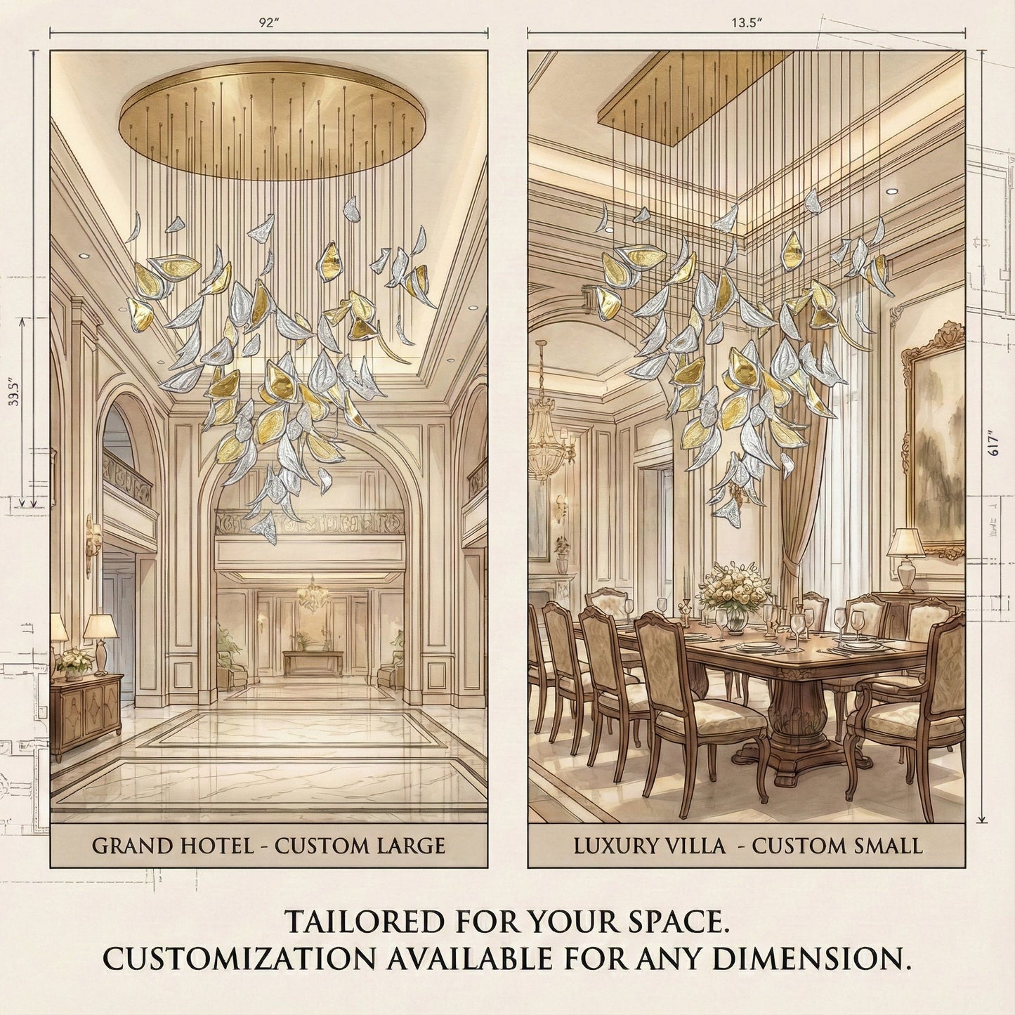 DIY Floating Leaves Chandelier