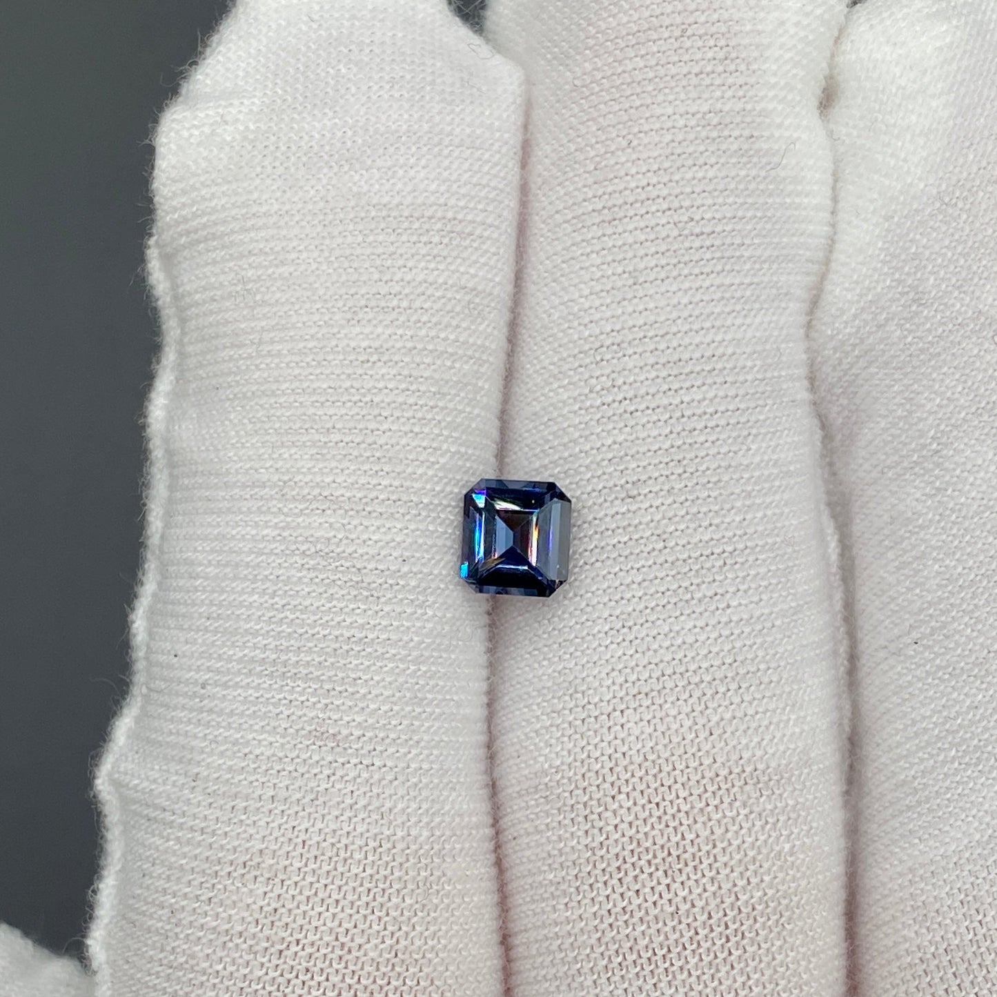 Burmese Spinel Gemstone | 0.90 ct Square Emerald | Inky Blue Violet
