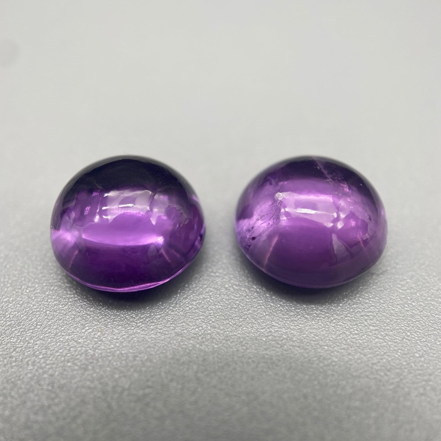 6.80 cttw. Unheated Rwandan Amethyst Round Cabochon Pair