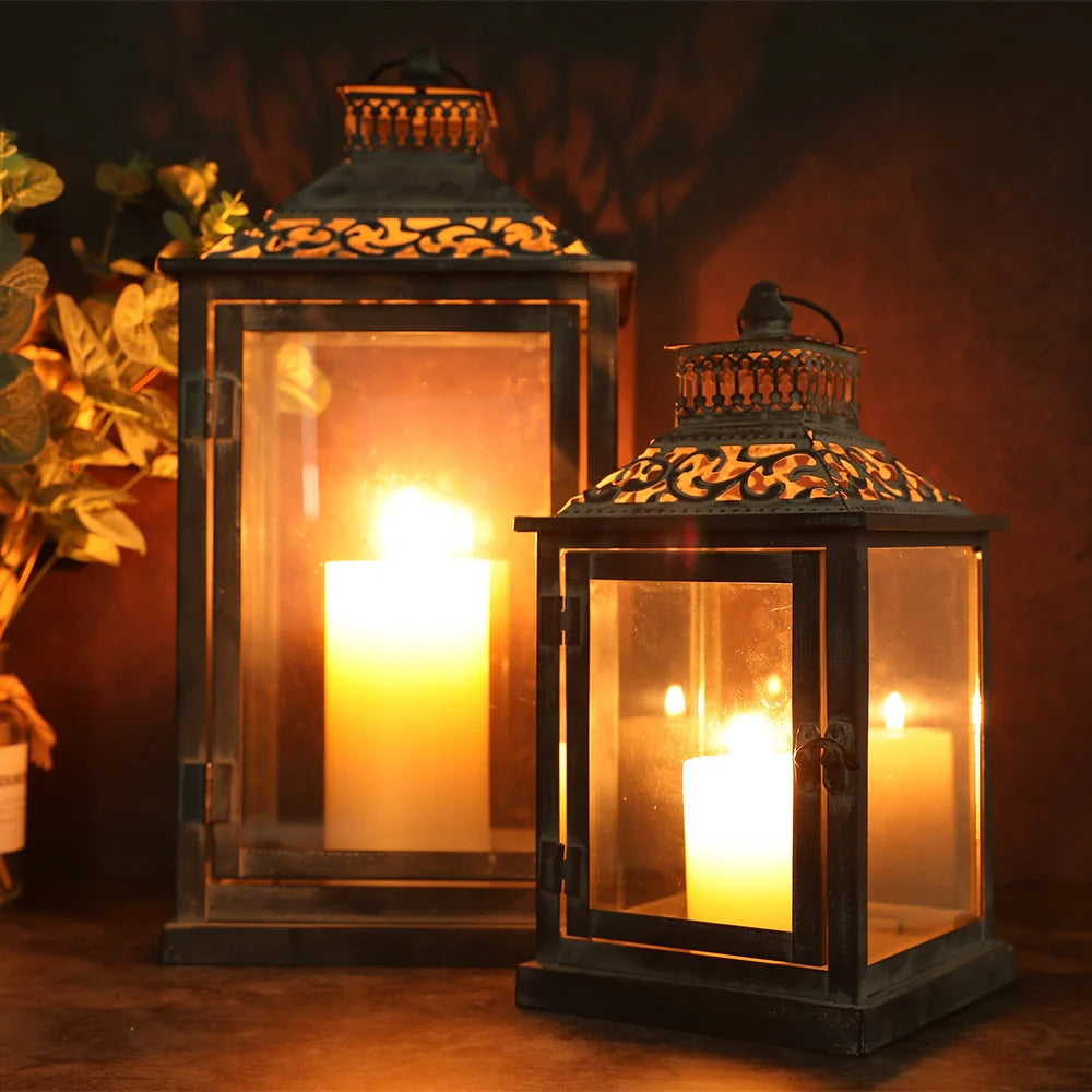 Antique Grey Brush Decorative Lanterns( Set of 2 )