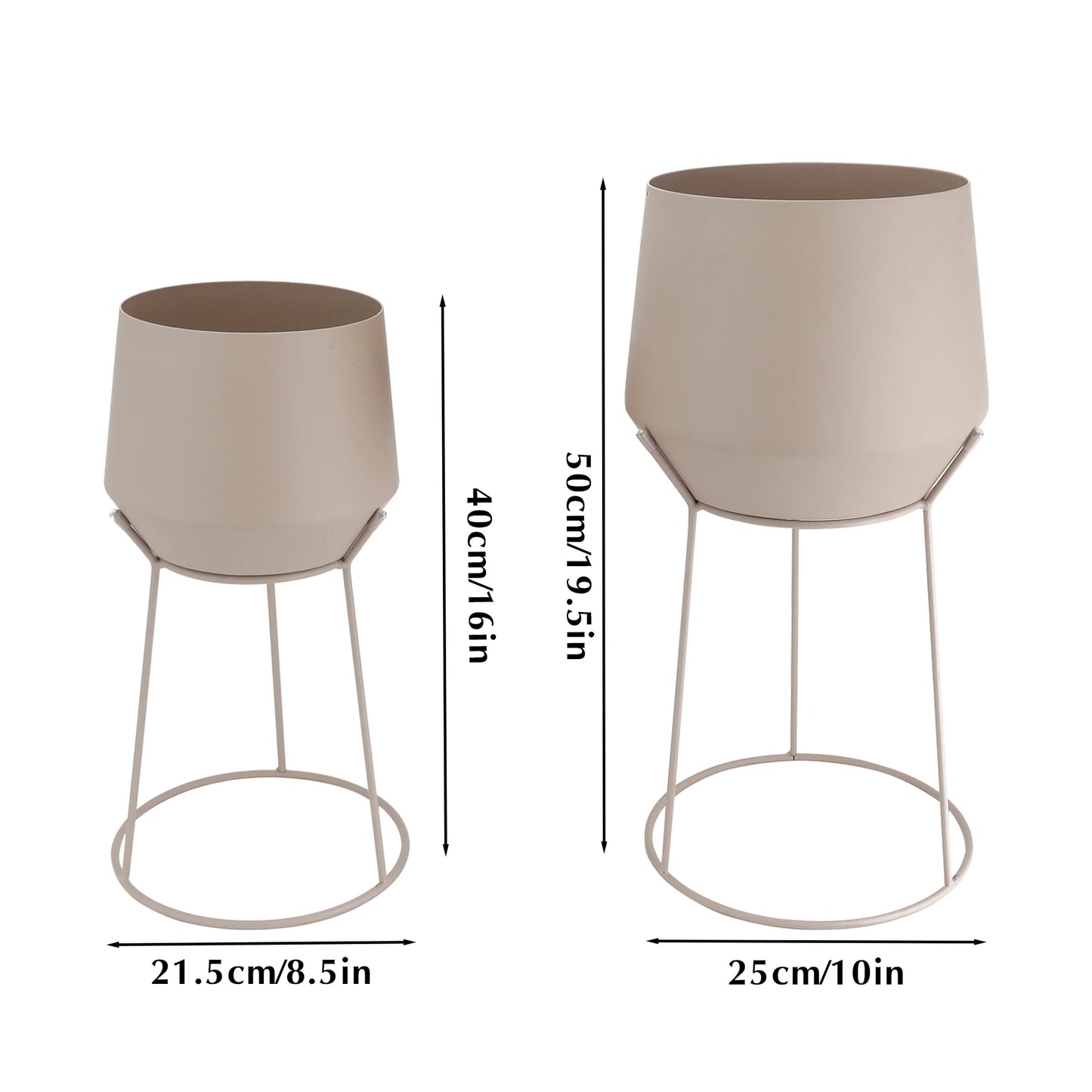 Set of 2-16"&19.5"H Set Of 2 Cream Grey Flowerpot