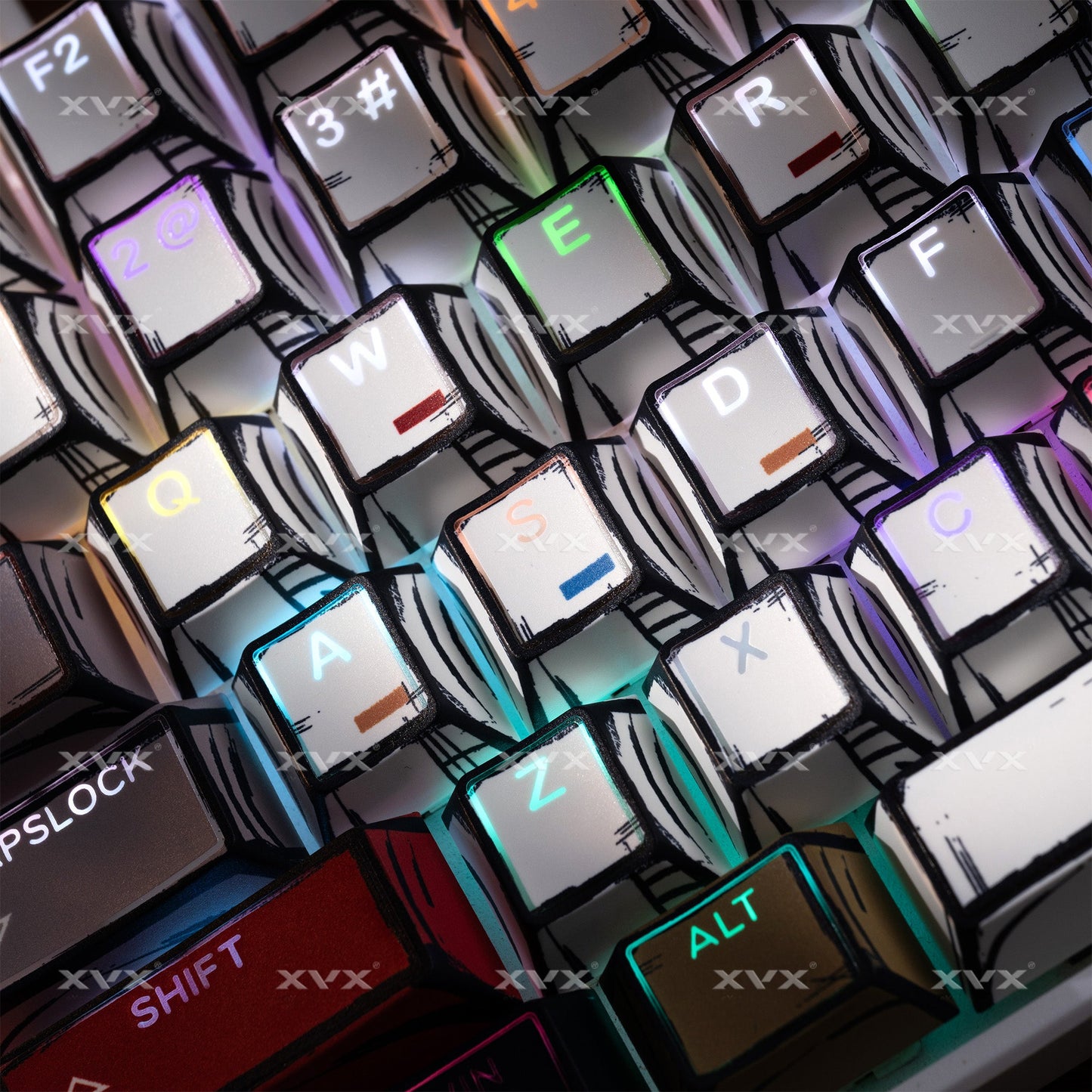XVX PRISM Shine-Through Double-Shot Cherry Profile PBT Keycap Set 142-key