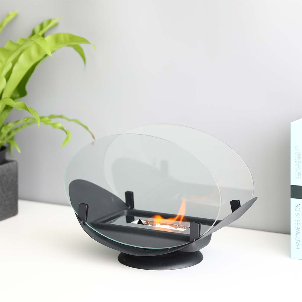24.5 cm High Portable Tabletop Fireplace | Ventless Bio-Ethanol Fire Pit for Indoor & Outdoor Use | Elegant Decorative Flame