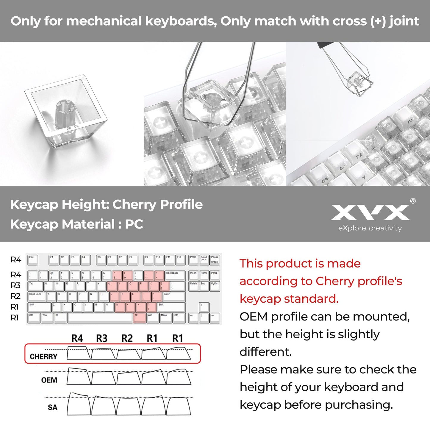 XVX Fizz 21-Key Heart Layout Cherry Profile Keycap Set