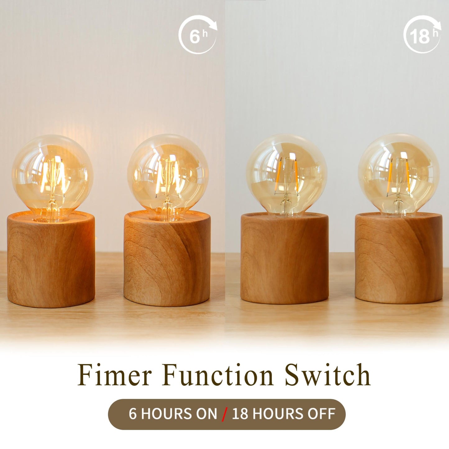 Set of 4 Wood Grain Table Lamp 6.5" Tall