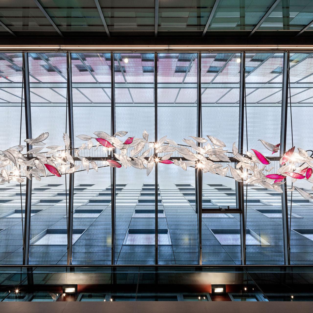 DIY Flying Glass Feather Chandelier