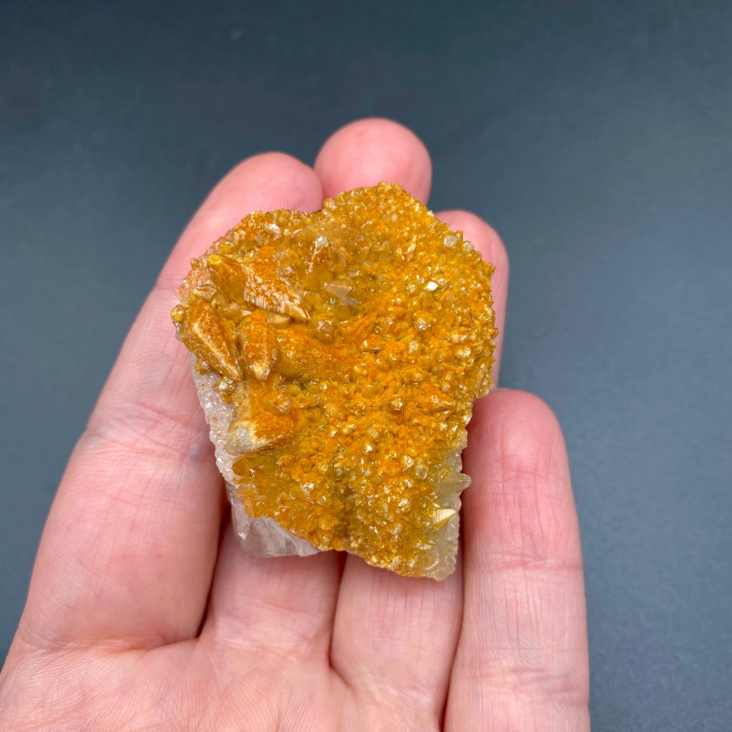 39.46 g. Danburite with Quartz Druzy and Golden Calcite