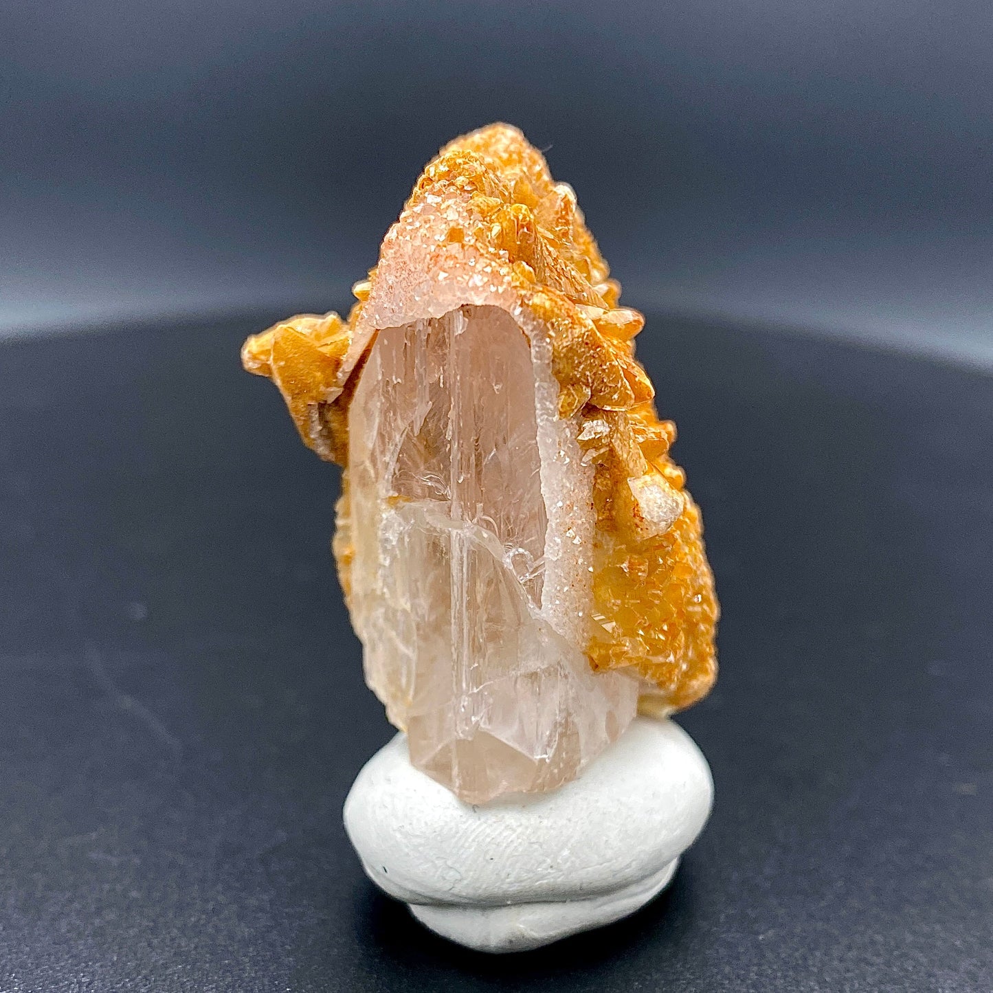 39.46 g. Danburite with Quartz Druzy and Golden Calcite