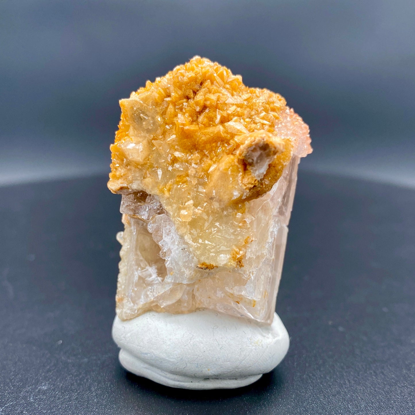 39.46 g. Danburite with Quartz Druzy and Golden Calcite