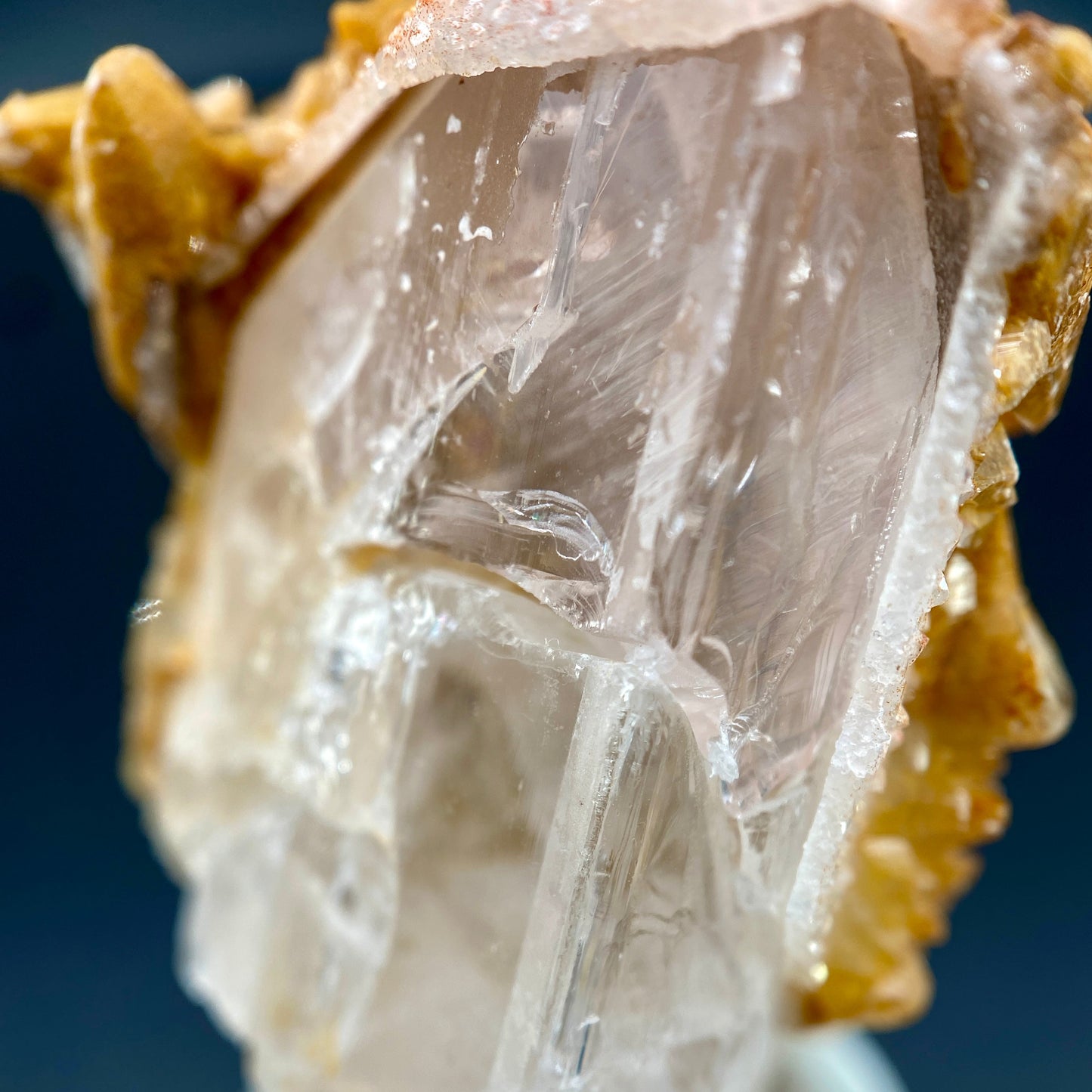 39.46 g. Danburite with Quartz Druzy and Golden Calcite