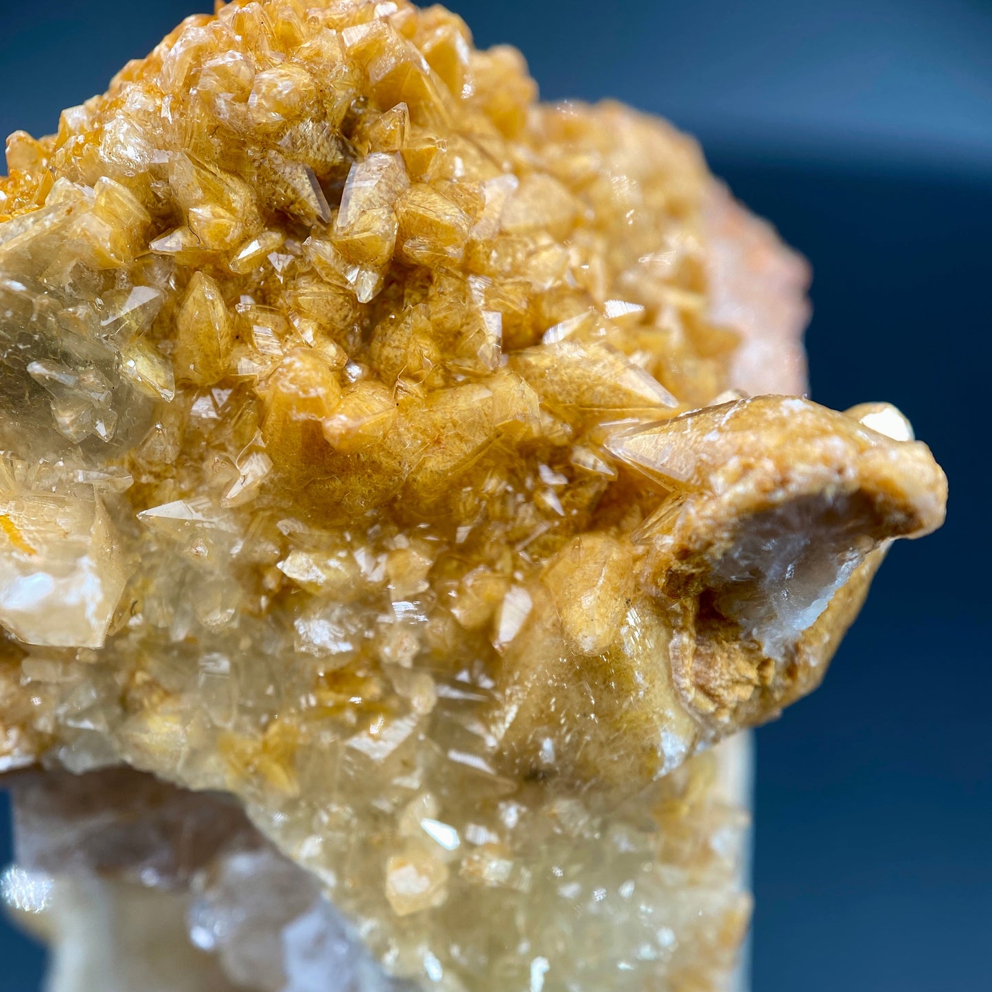 39.46 g. Danburite with Quartz Druzy and Golden Calcite