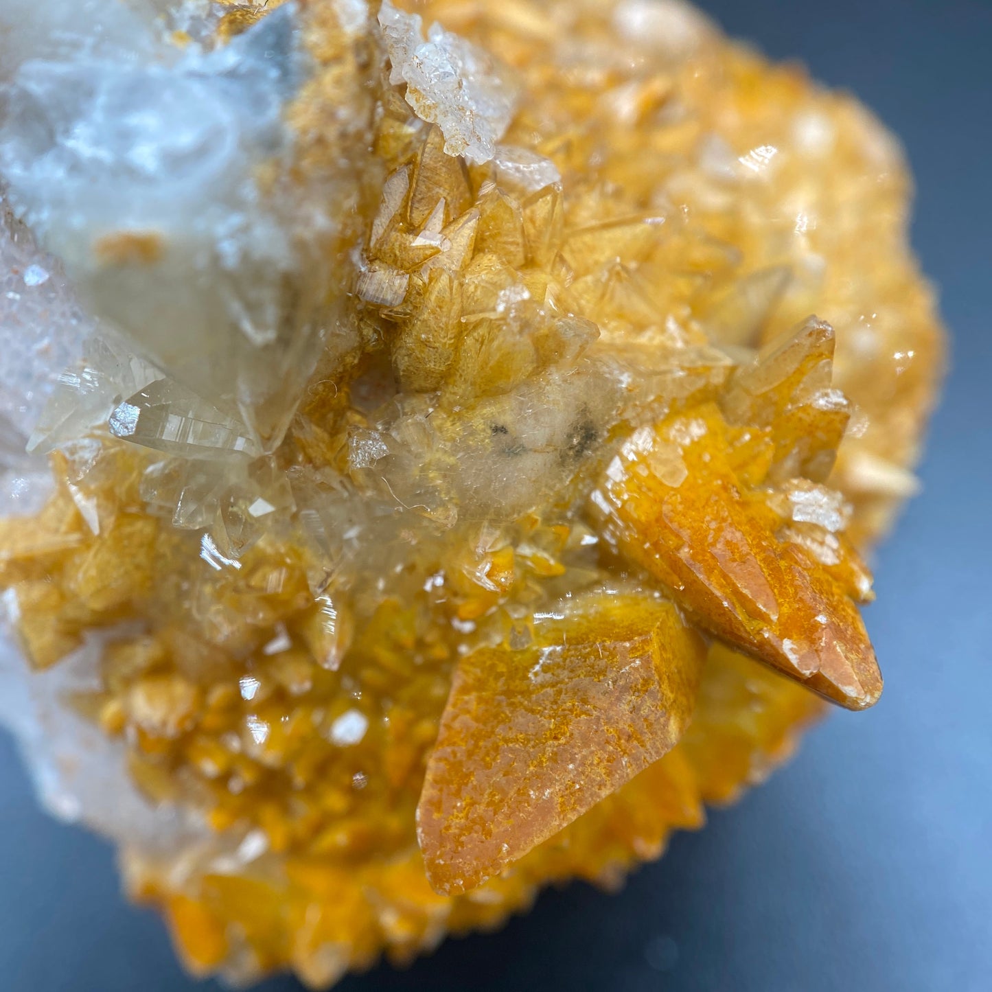80.80 g. Danburite with Quartz Druzy and Golden Calcite