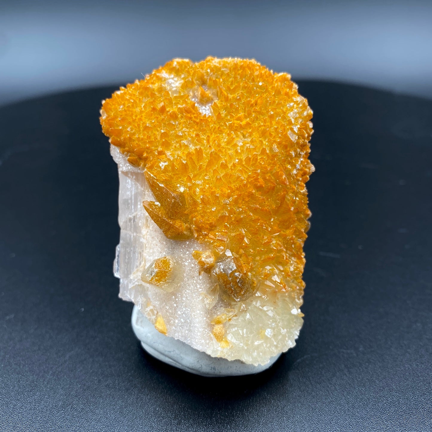 80.80 g. Danburite with Quartz Druzy and Golden Calcite