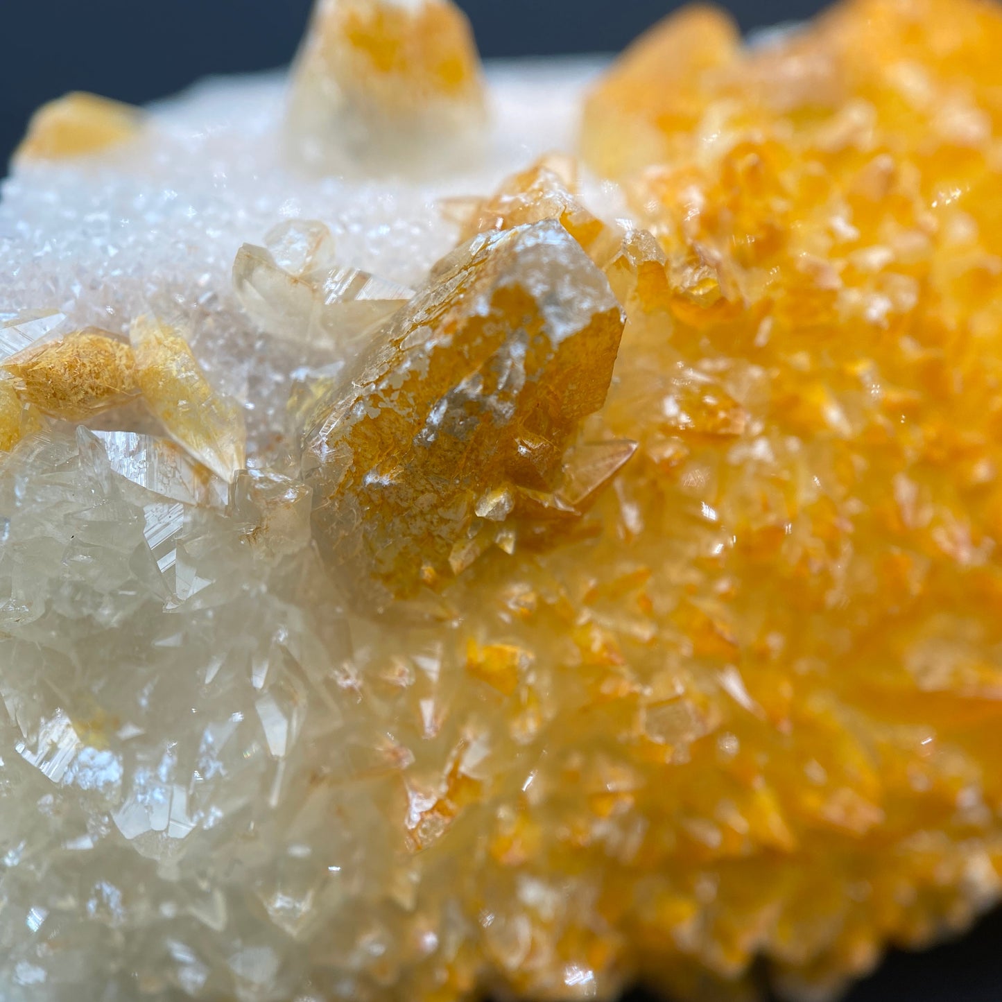 80.80 g. Danburite with Quartz Druzy and Golden Calcite