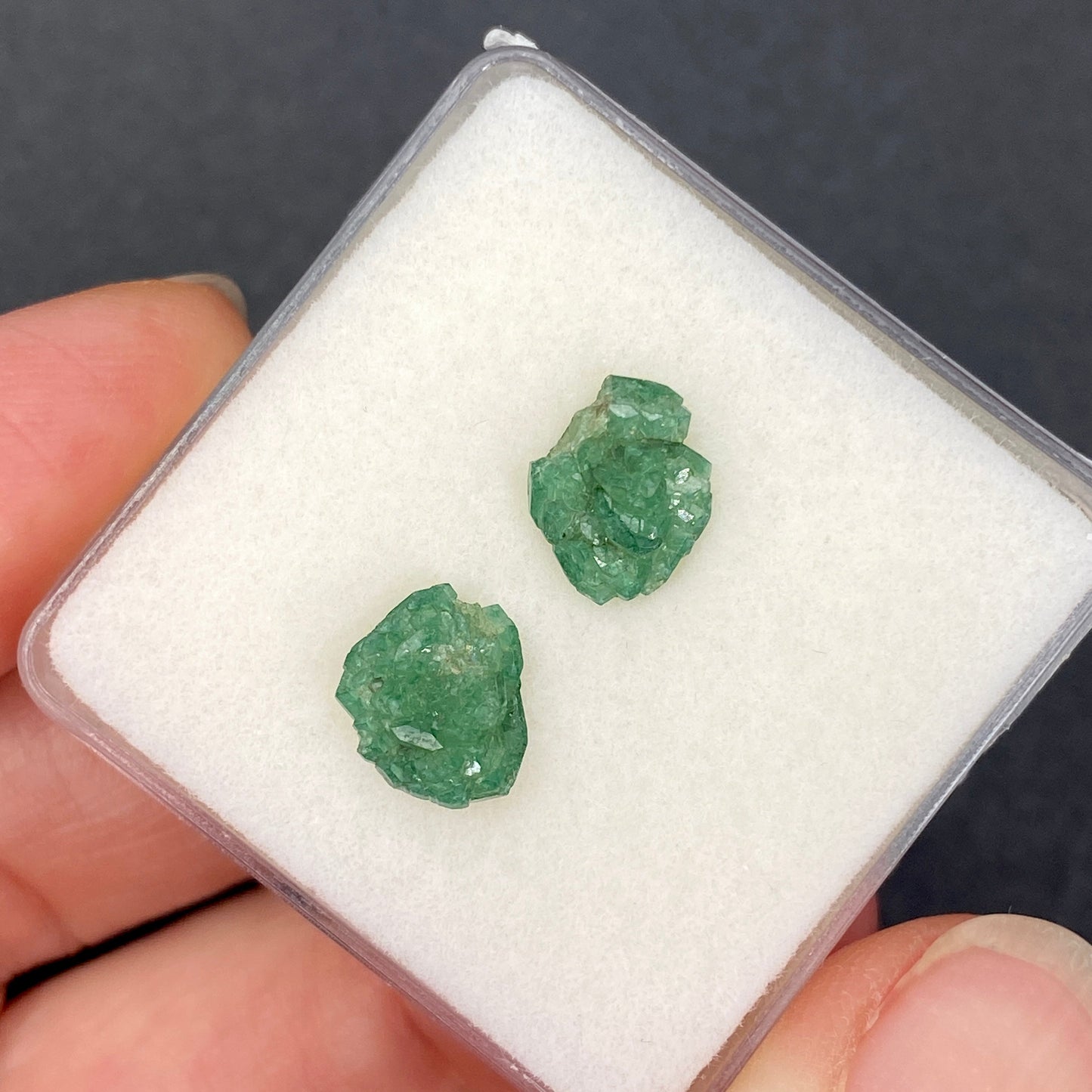 0.55 g. Rare Green Dravite Crystal Pair