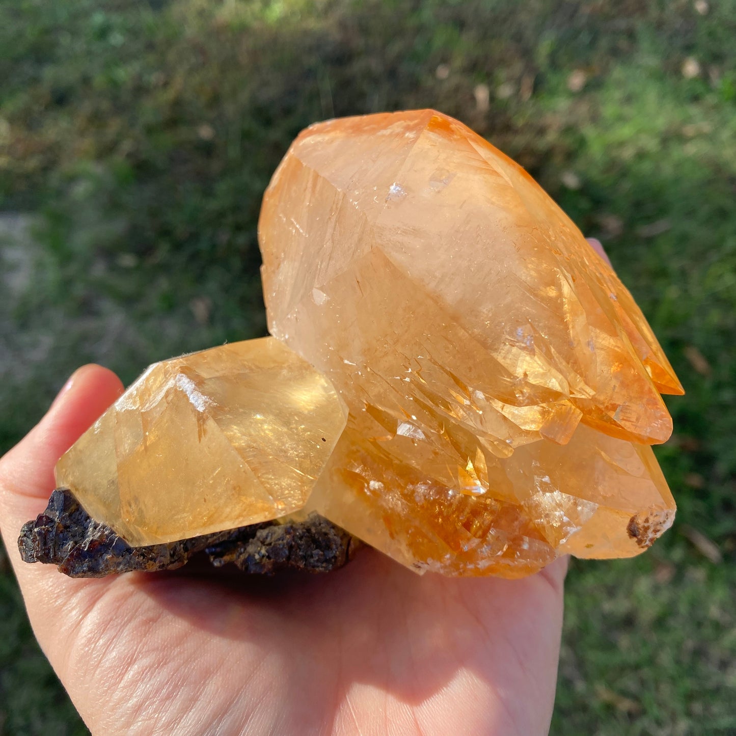 Double Terminated Stellar Beam Golden Calcite Twin on Sphalerite from Elmwood Mine – Collector's Grade