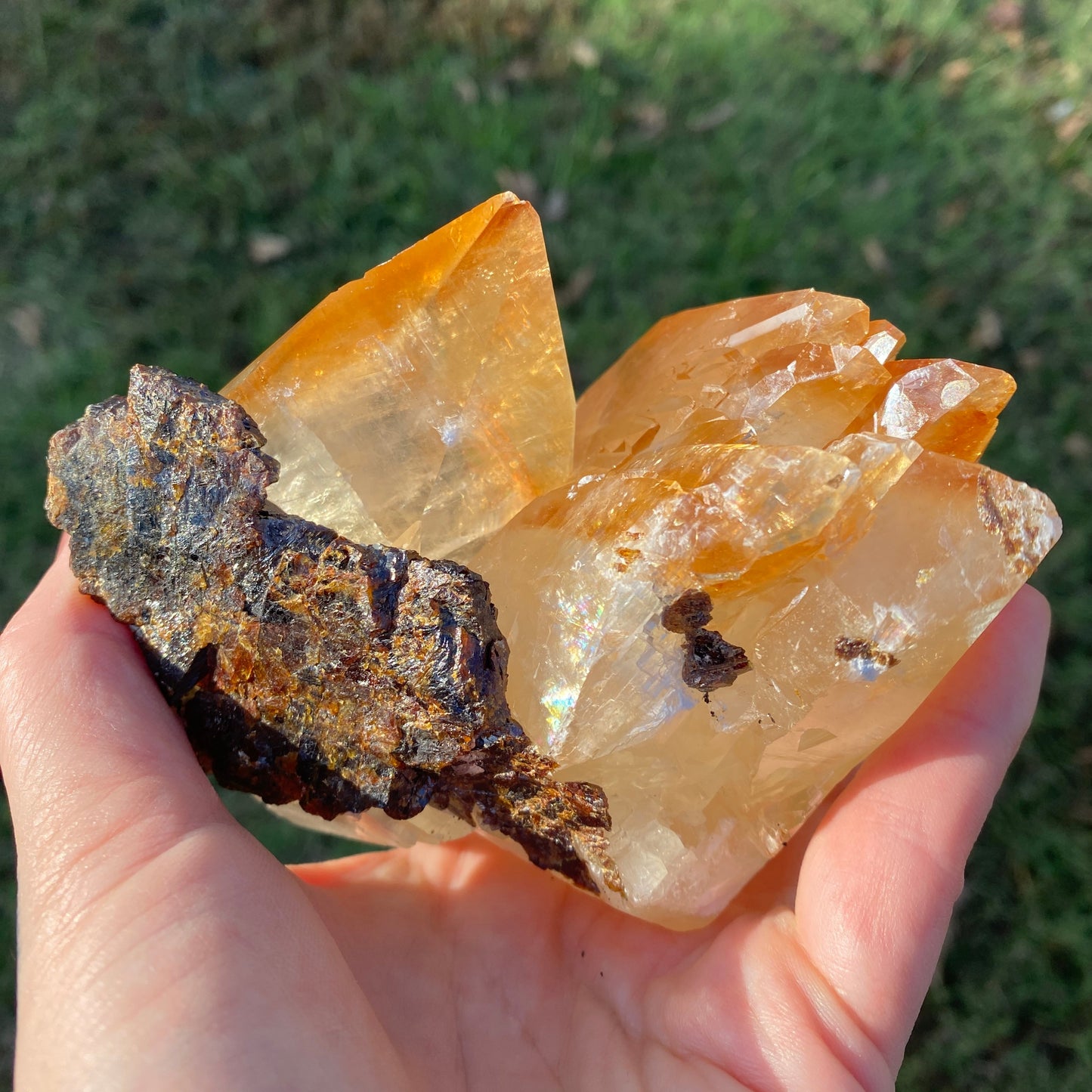Double Terminated Stellar Beam Golden Calcite Twin on Sphalerite from Elmwood Mine – Collector's Grade