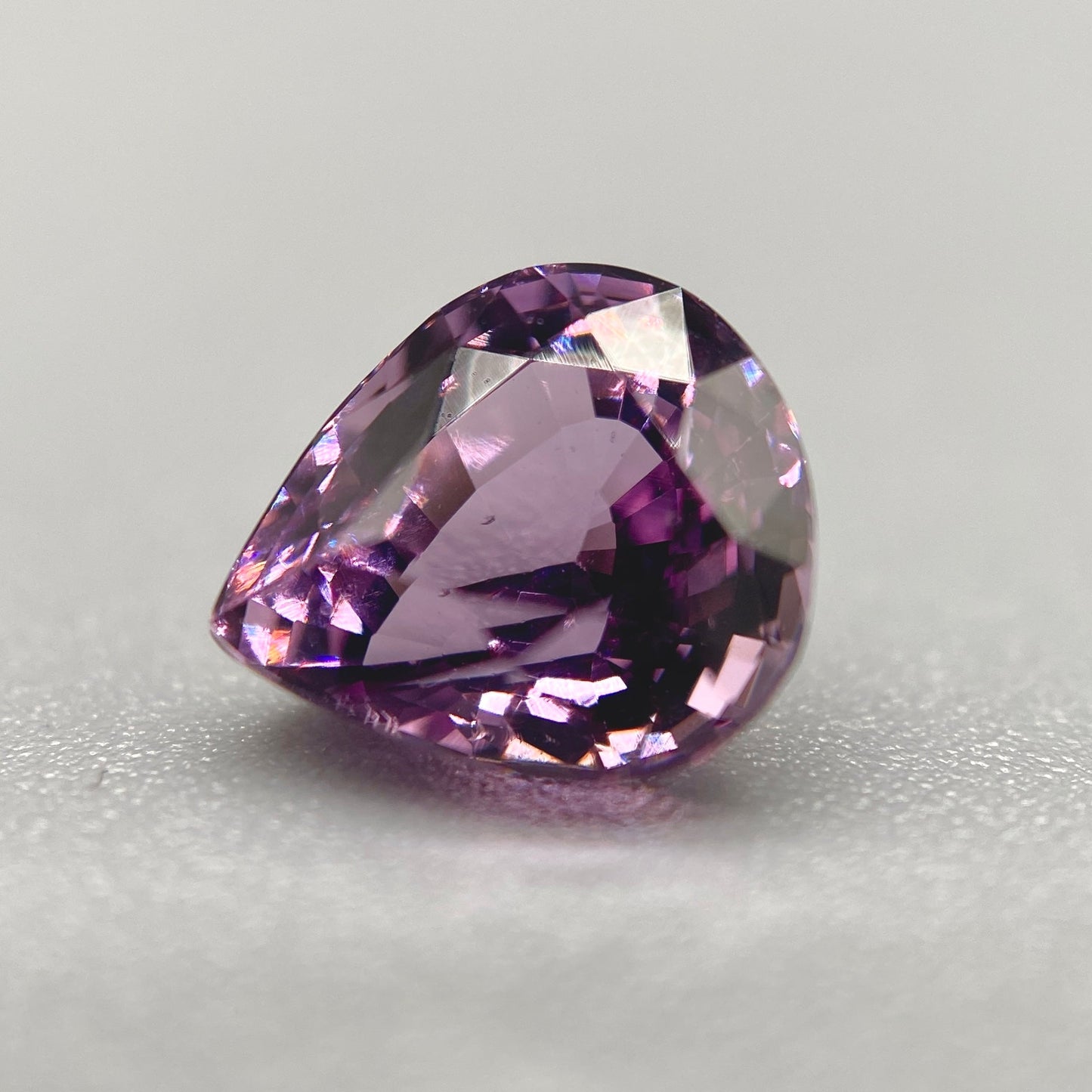 Certified Burmese Spinel Gemstone | 1.79ct Pear | Vivid Pinkish-Purple