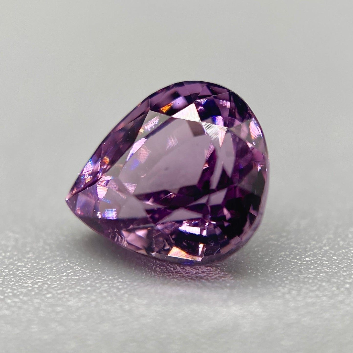 Certified Burmese Spinel Gemstone | 1.79ct Pear | Vivid Pinkish-Purple