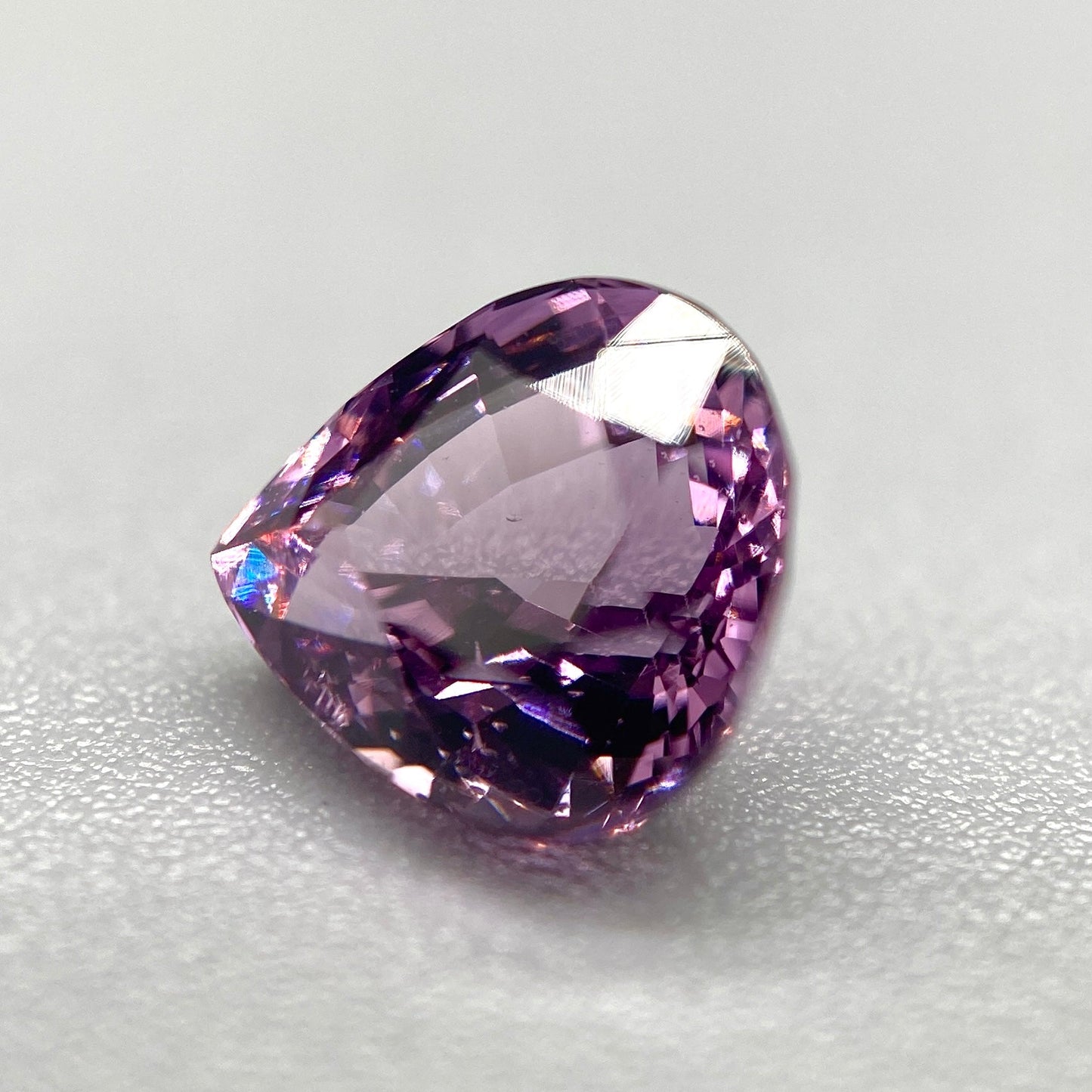 Certified Burmese Spinel Gemstone | 1.79ct Pear | Vivid Pinkish-Purple