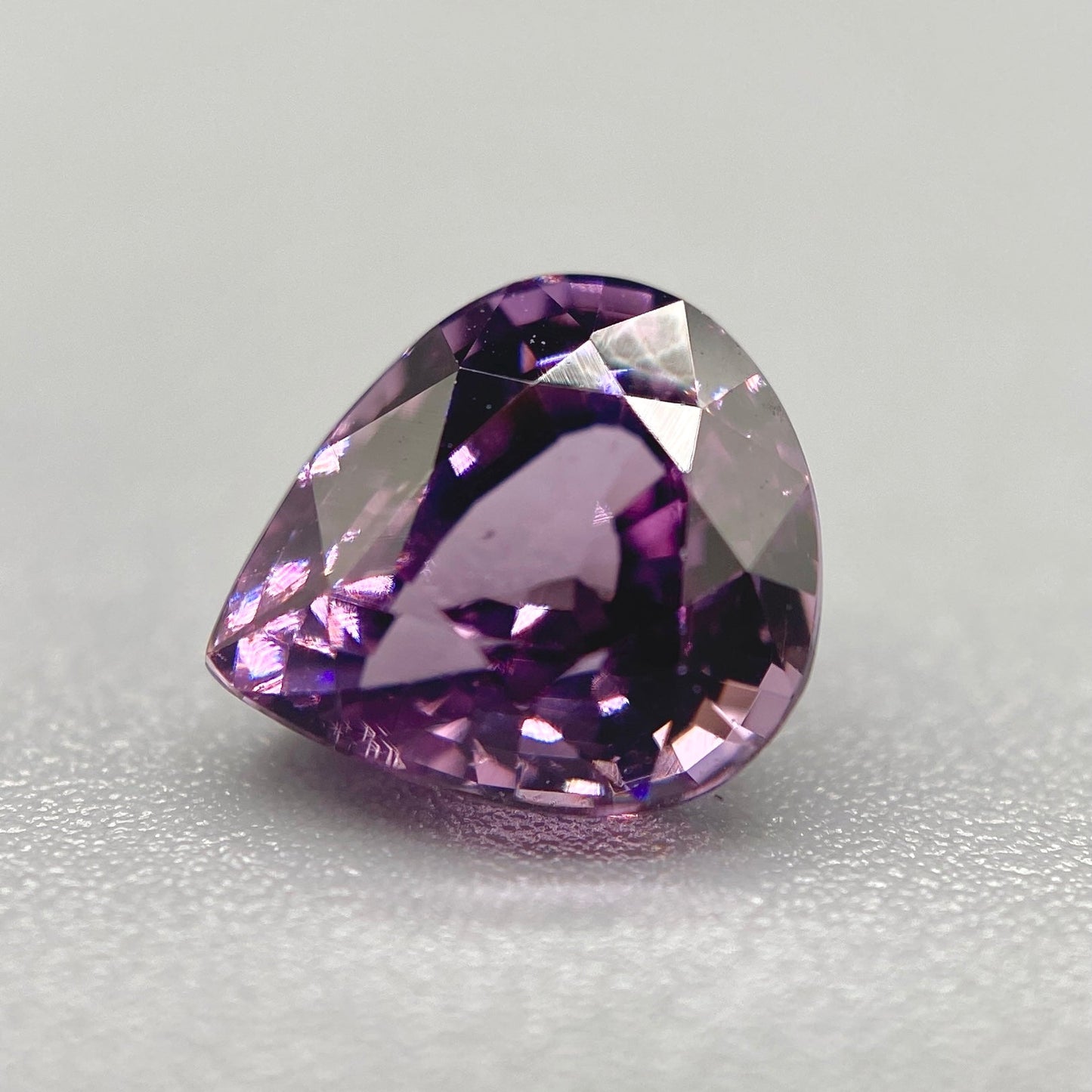 Certified Burmese Spinel Gemstone | 1.79ct Pear | Vivid Pinkish-Purple