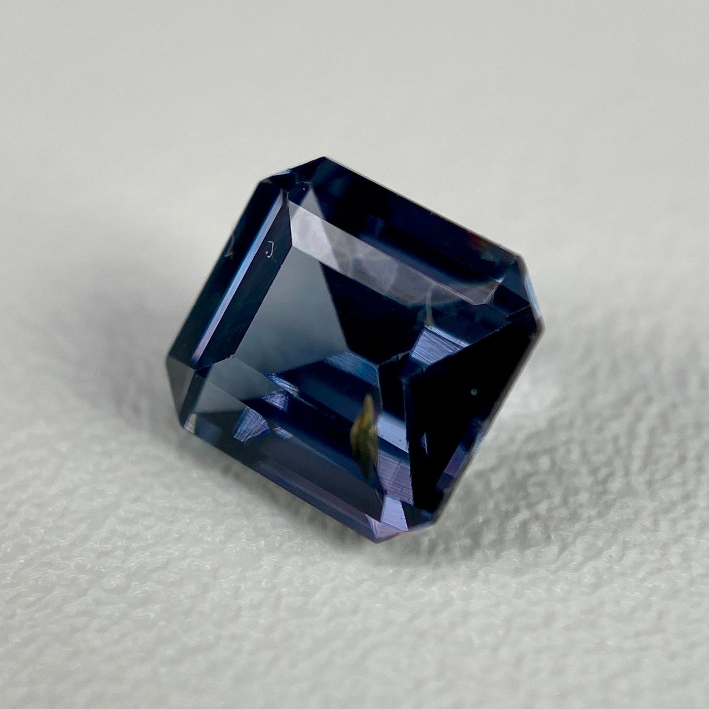Burmese Spinel Gemstone | 0.90 ct Square Emerald | Inky Blue Violet