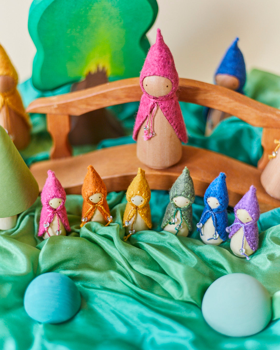 Mini Blue Wooden Gnome