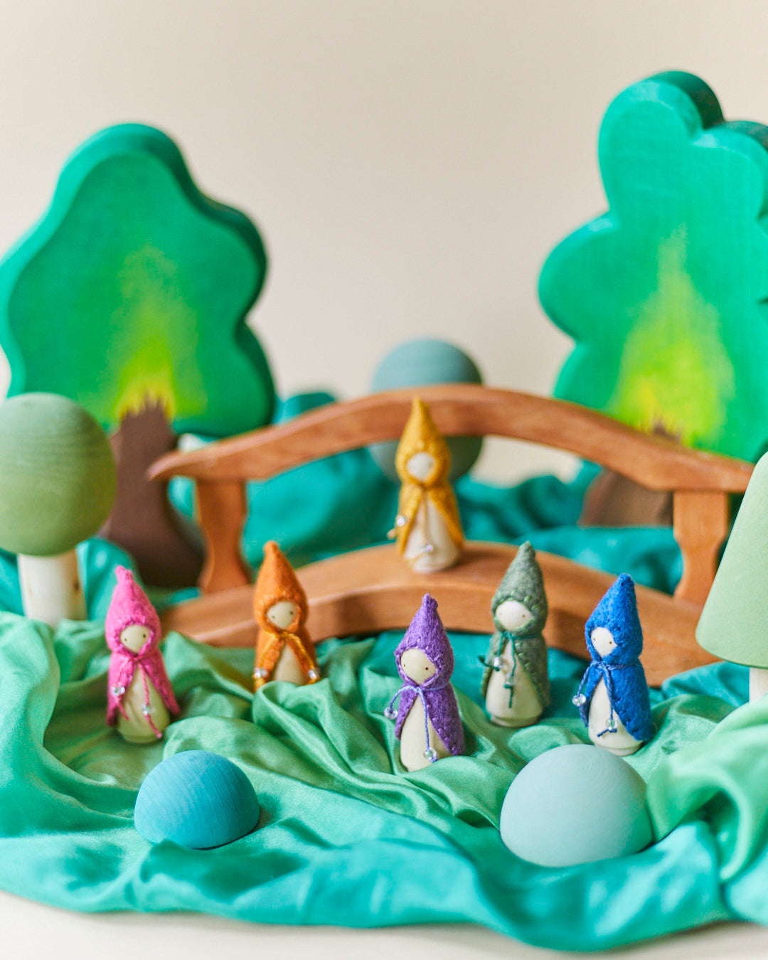 Mini Orange Wooden Gnome