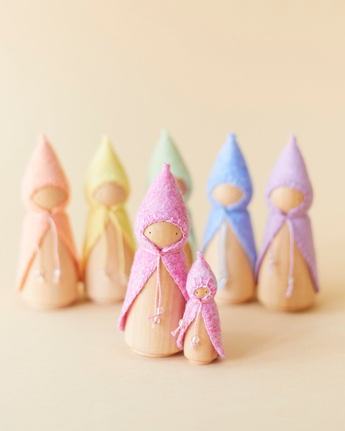 Pastel Pink Wooden Gnome