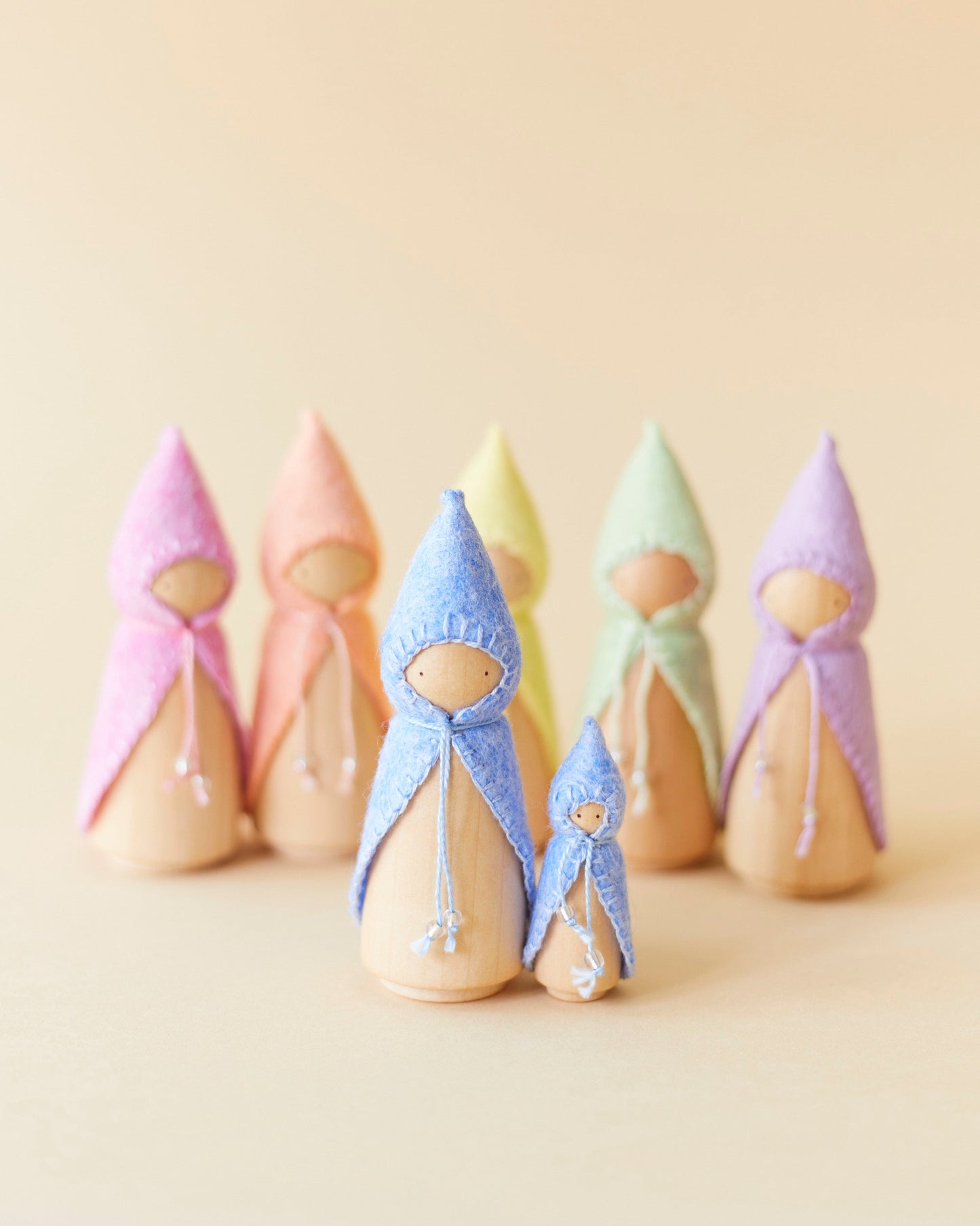 Pastel Blue Wooden Gnome