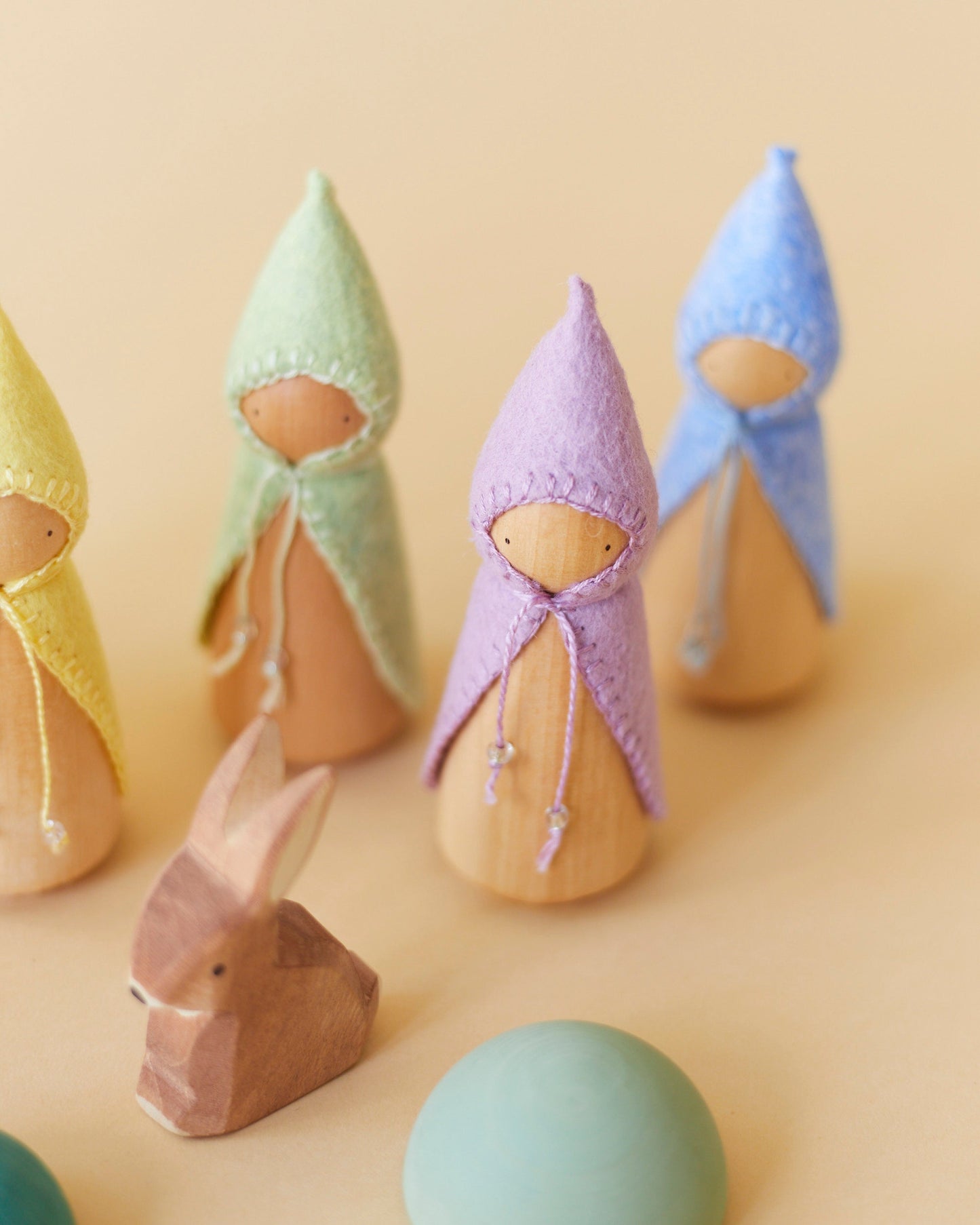 Pastel Orange Wooden Gnome
