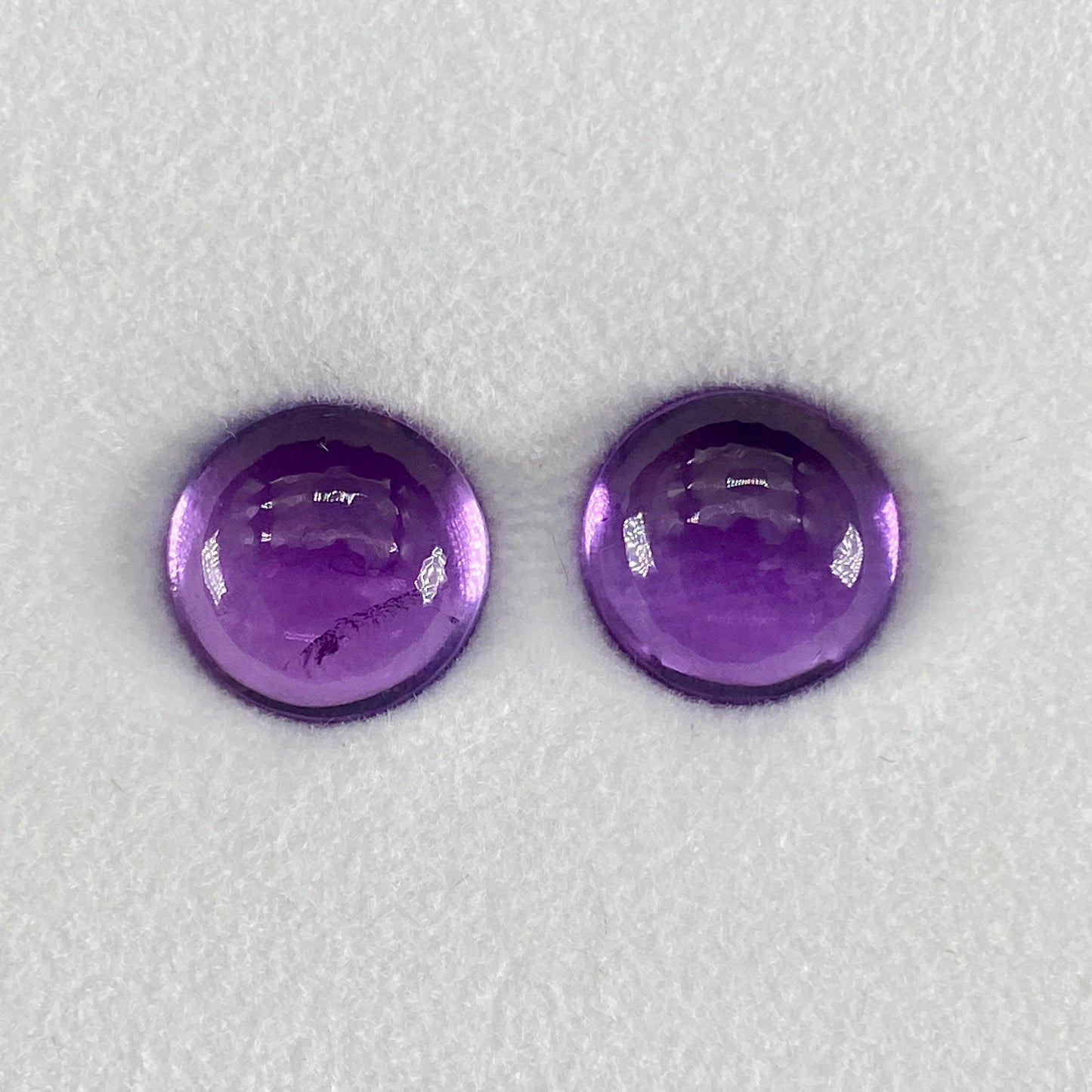 6.80 cttw. Unheated Rwandan Amethyst Round Cabochon Pair