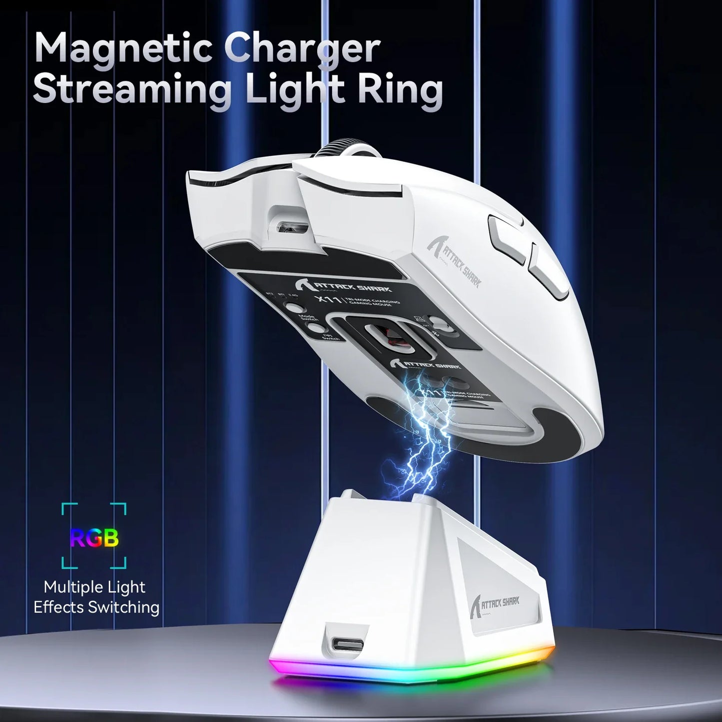 Tri-Mode Connection 2.4GHz/Wired/Bluetooth PAW3311 22000DPI 400IPS RGB  PC Gaming Mouse