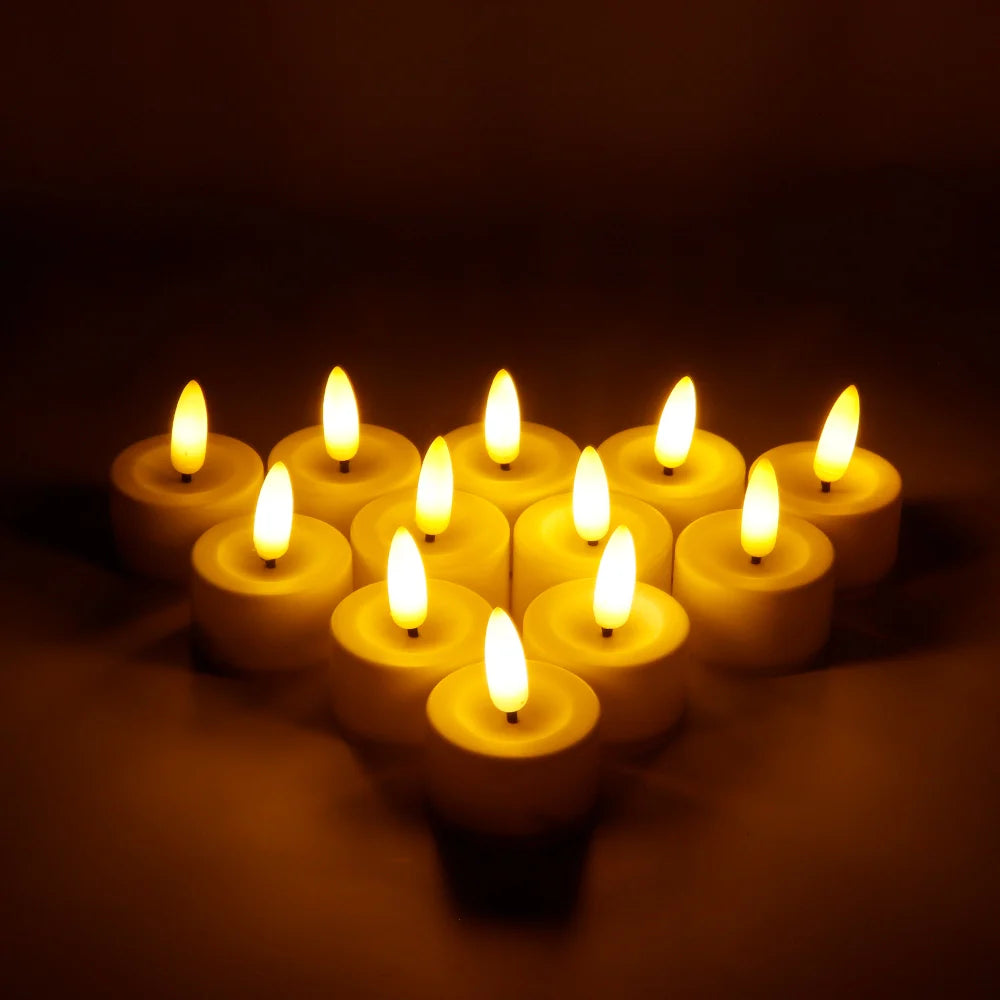 Set of 12  Flickering Flameless Candles(Warm White)