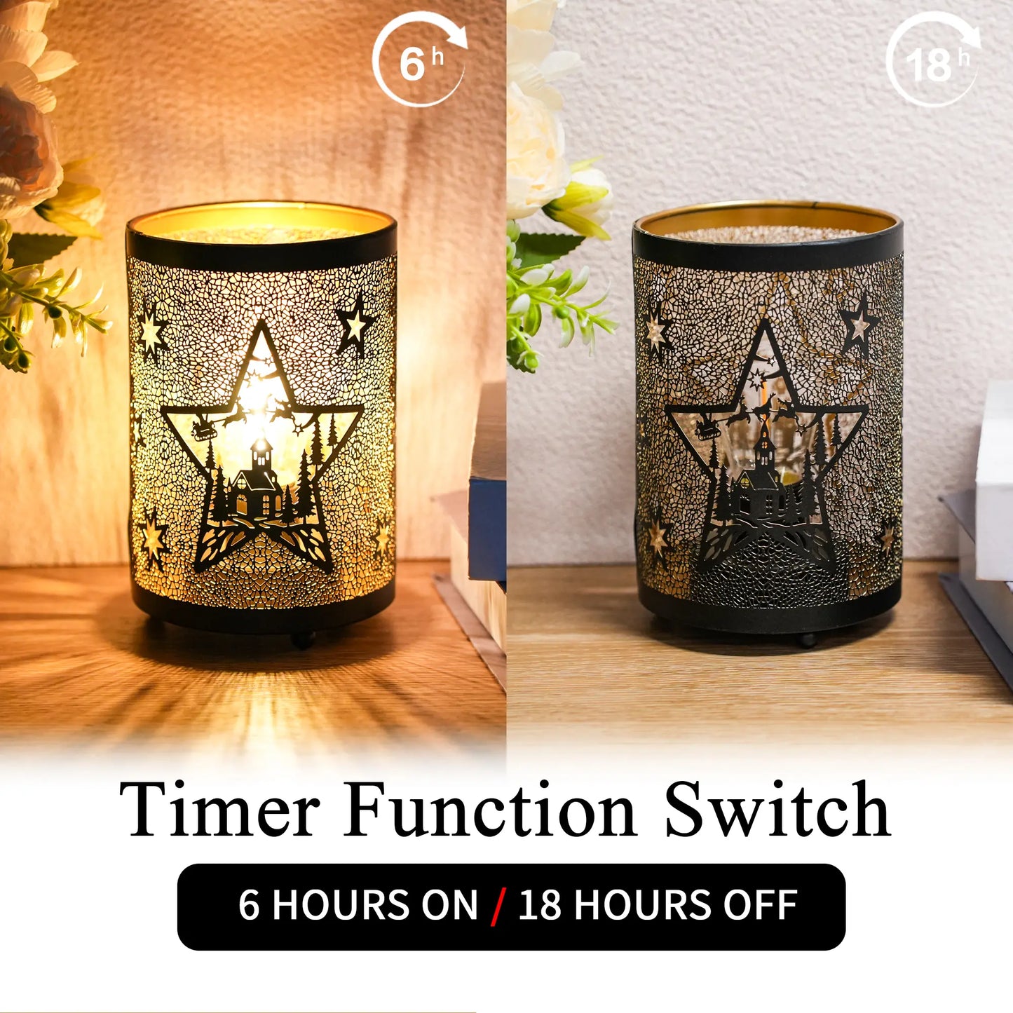 6.5" H Etched Metal Table Lamp Christmas Battery Operated Lamp