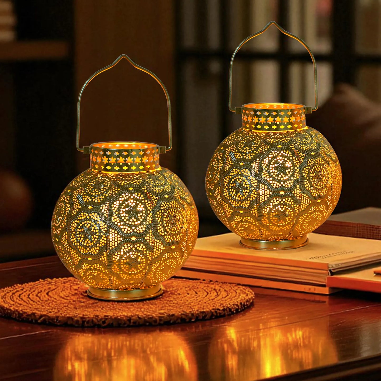 Set of 2 Moroccan Style Metal Table Lamp