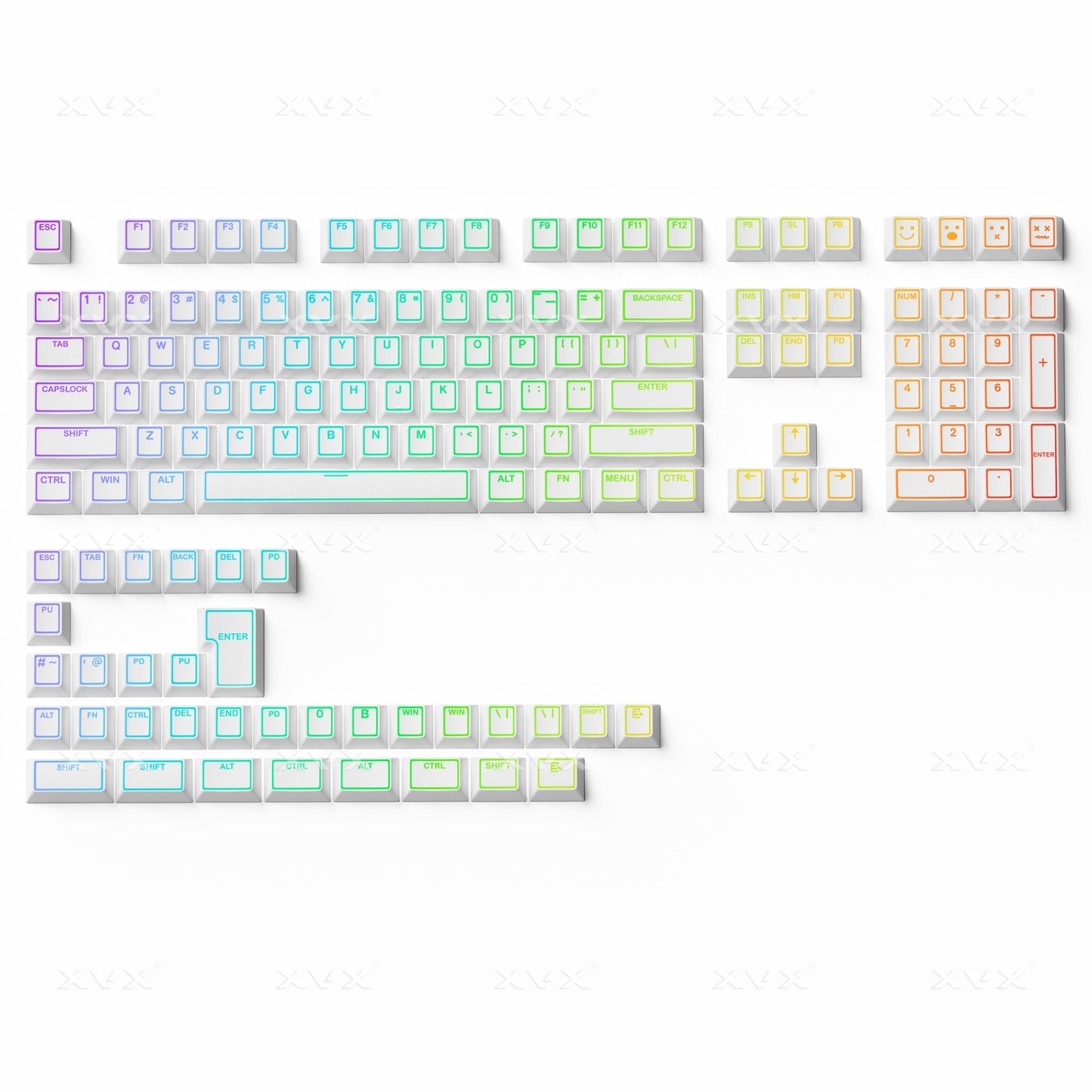 XVX PRISM Shine-Through Double-Shot Cherry Profile PBT Keycap Set 142-key