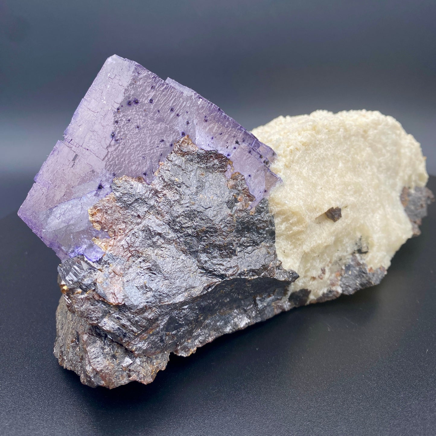 4.3 lb. Elmwood Mine Fluorite on Barite with Sphalerite