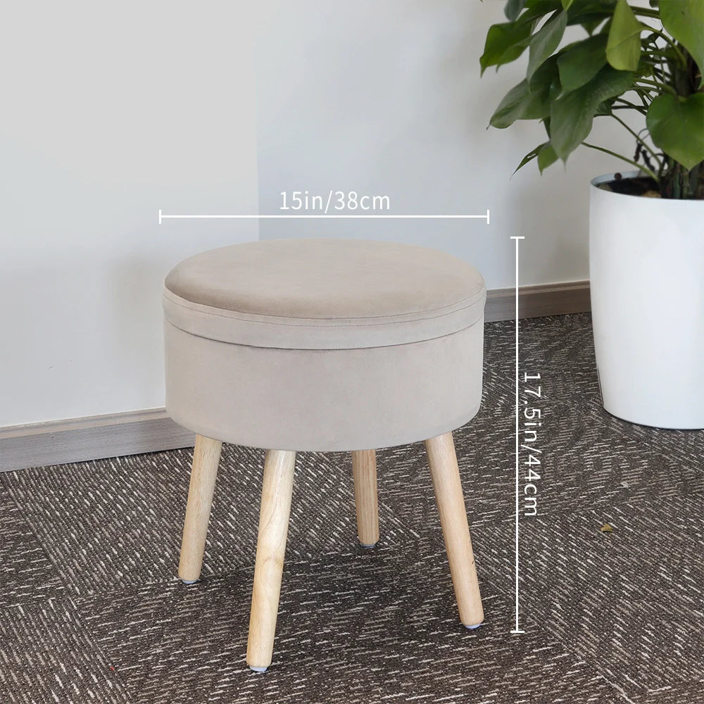 17.5"H Round Velvet Tufted Footrest Stool Ottoman