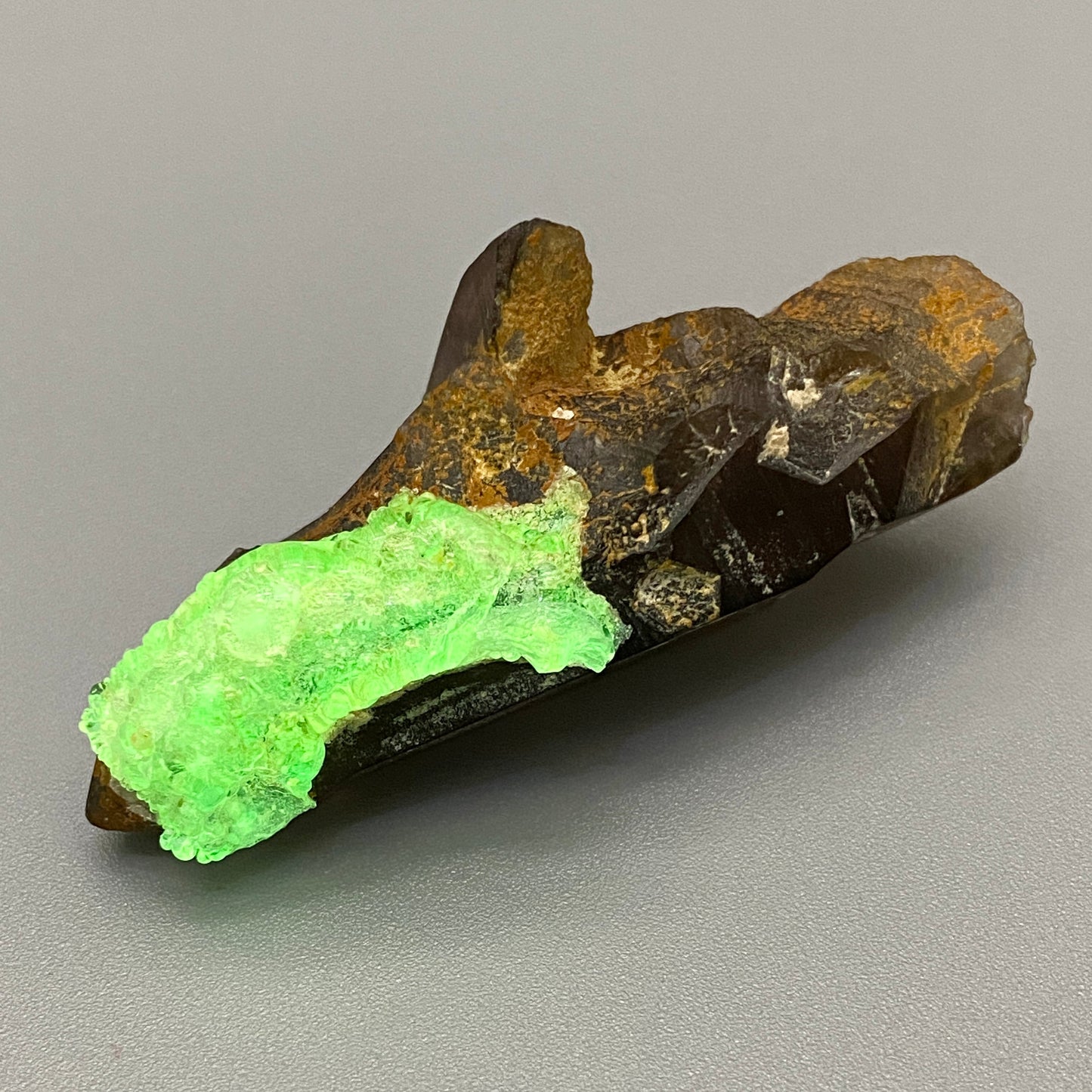 19.98 g. Hyalite Opal on Smoky Quartz
