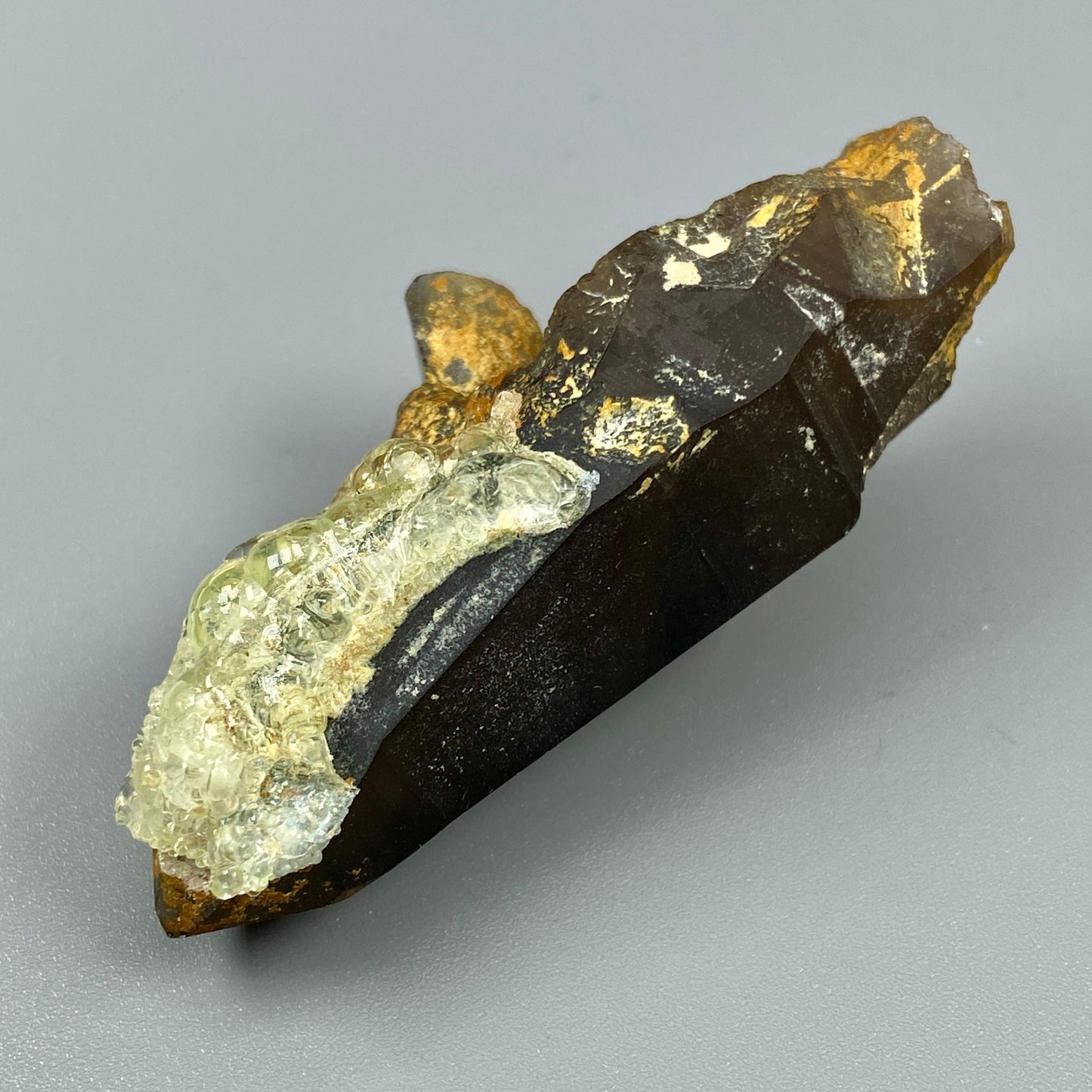 19.98 g. Hyalite Opal on Smoky Quartz