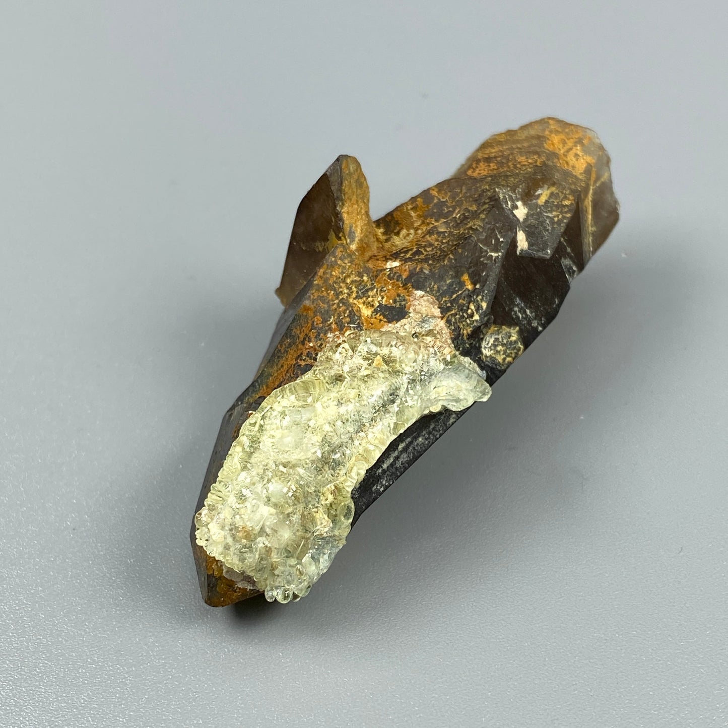 19.98 g. Hyalite Opal on Smoky Quartz