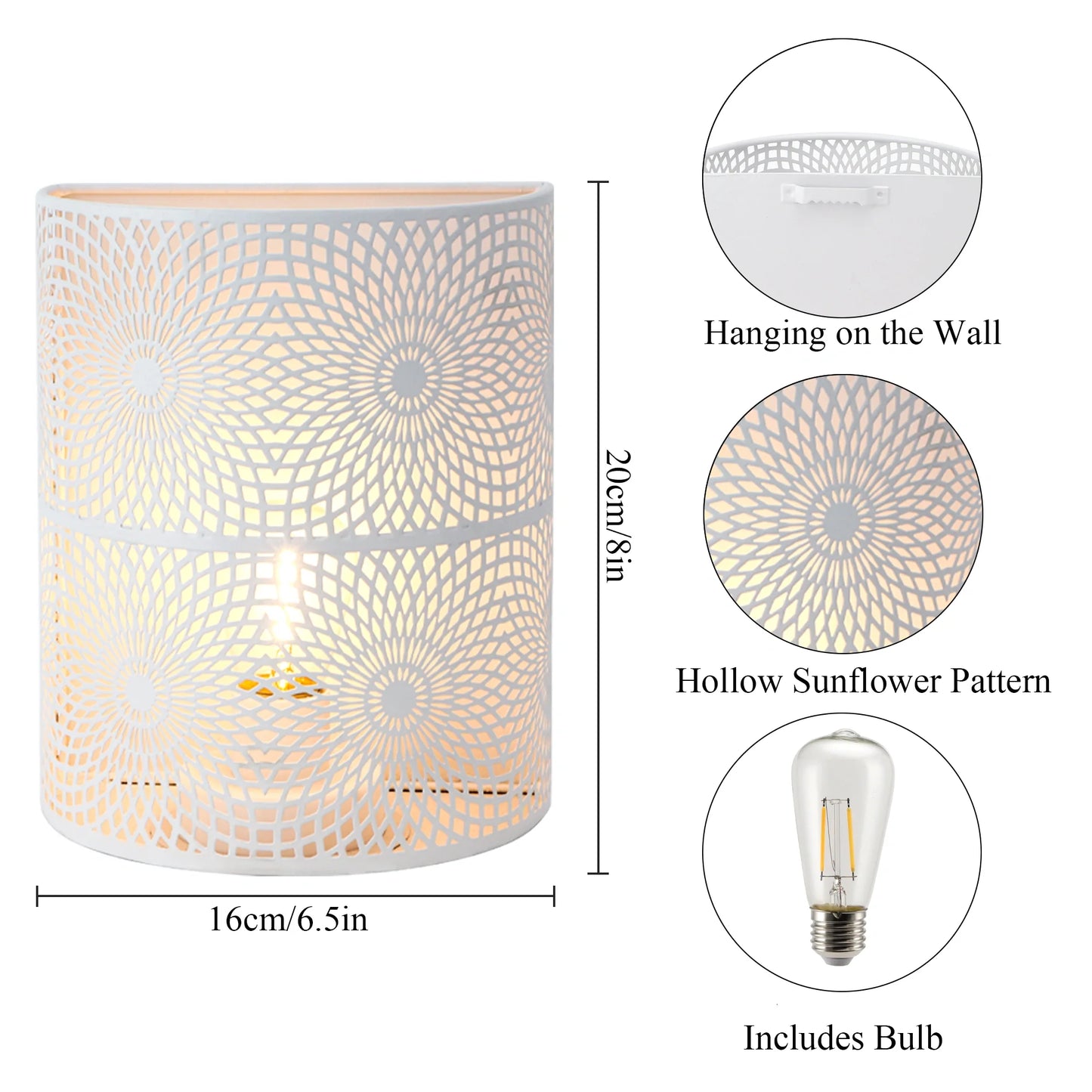Set of 2 8''H Wall Battery Powered Lamp (Sunflow white)