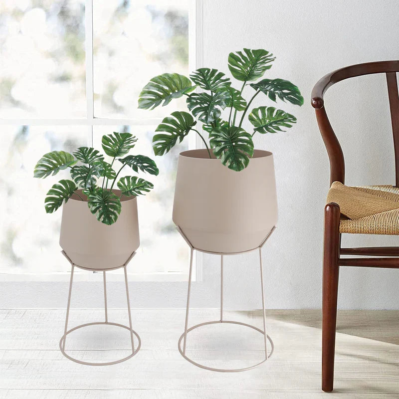 Set of 2-16"&20"H Flower Pot Stand(Gray)