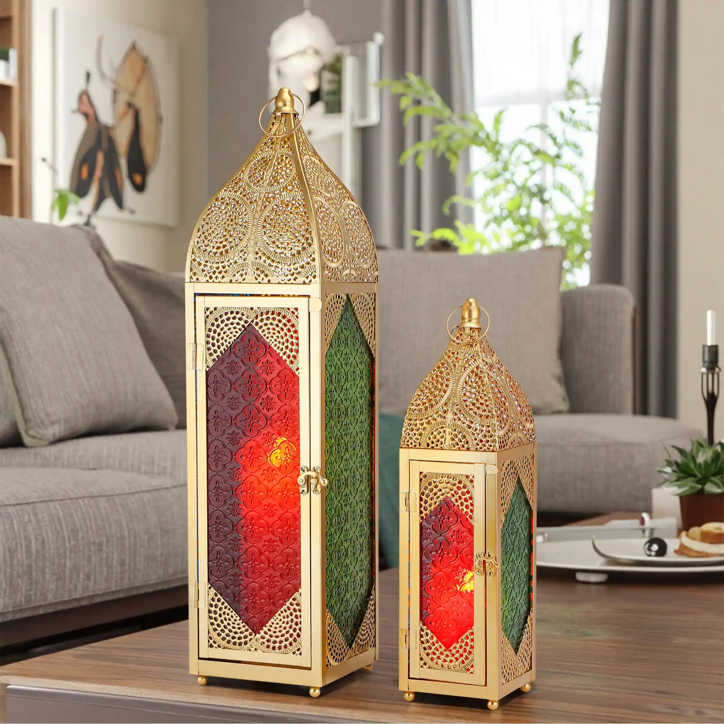 Set of 2 Moroccan Candle Lanterns Candle Holder