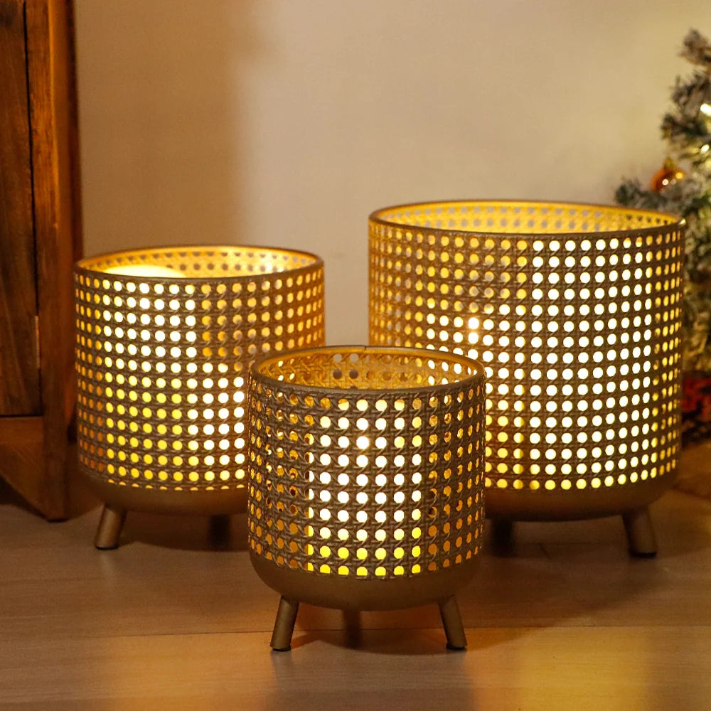 Set of 3 Plant Pots 10/8.5/7''H (Antique Gold)